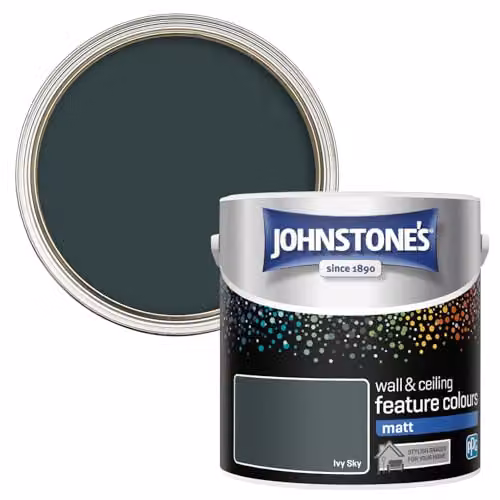 Johnstone's Feature Colours Paint in Ivy Sky Green with a Matt Finish, 2.5 l (35 m2 coverage) – 1