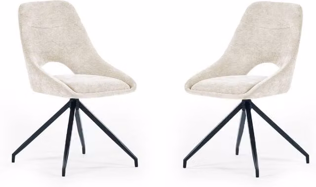 Cheshire Pembroke Premium Cream Chenille Upholstered Dining Chairs - Set of 2