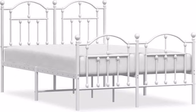 Berkfield Home Metal Bed Frame with Headboard and Footboard in White, W/D/H: 120 x 200 cm – 1