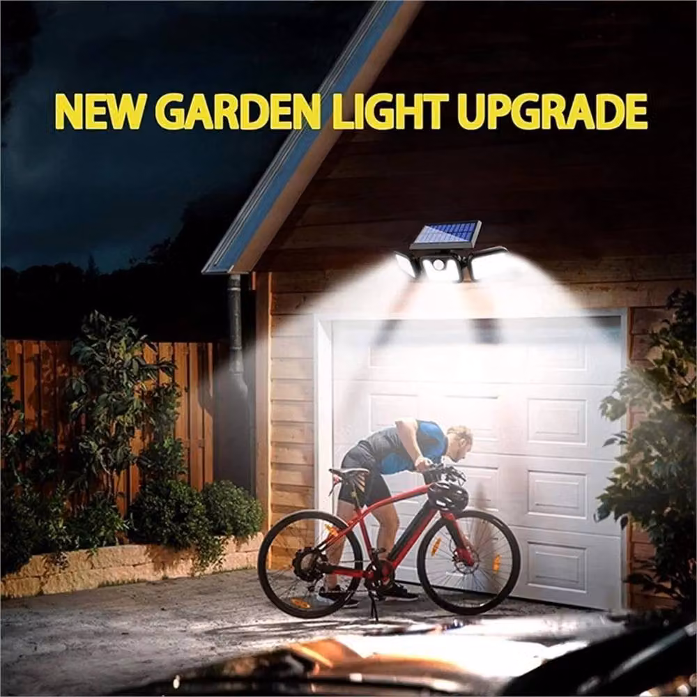 Nordara 74 LED Solar PIR Motion Sensor Garden Security Floodlight in Black – 3