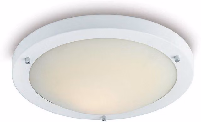 Netlighting Rondo 1 Light Flush Ceiling Light in Matt White with Opal Glass, IP54, E27