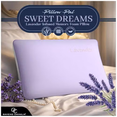 Gaveno Cavailia Lavender Scent Memory Foam Pillow with Removable Purple Cover, W/D/H: 60 x 40 cm – 2