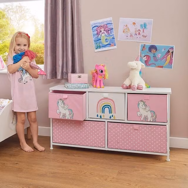 Liberty House Toys Floral Pink Metal Childrens 5 Drawer Storage Chest – 1