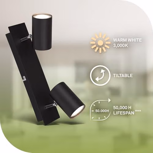 Briloner Modern LED Ceiling Spotlight in Black with Adjustable GU10 Bulb – 4