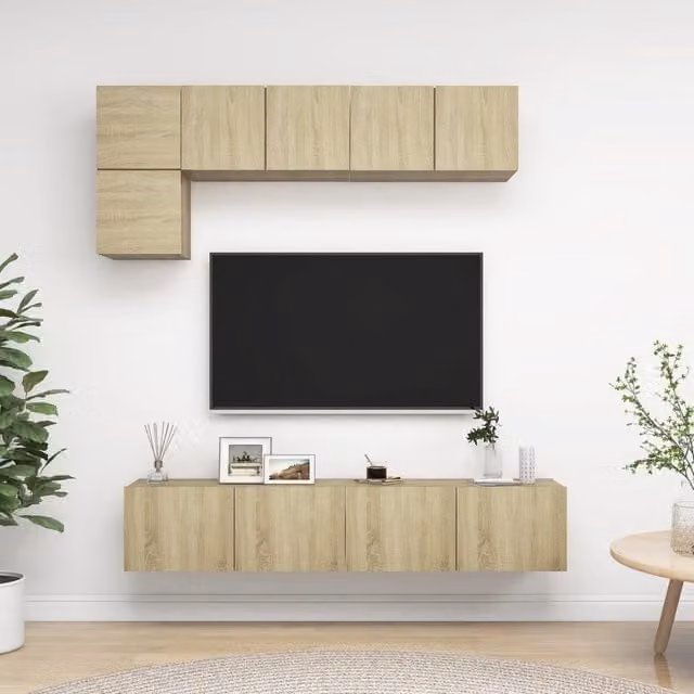 Berkfield Home 5 Piece Modern TV Cabinet Set in Sonoma Oak Brown Engineered Wood
