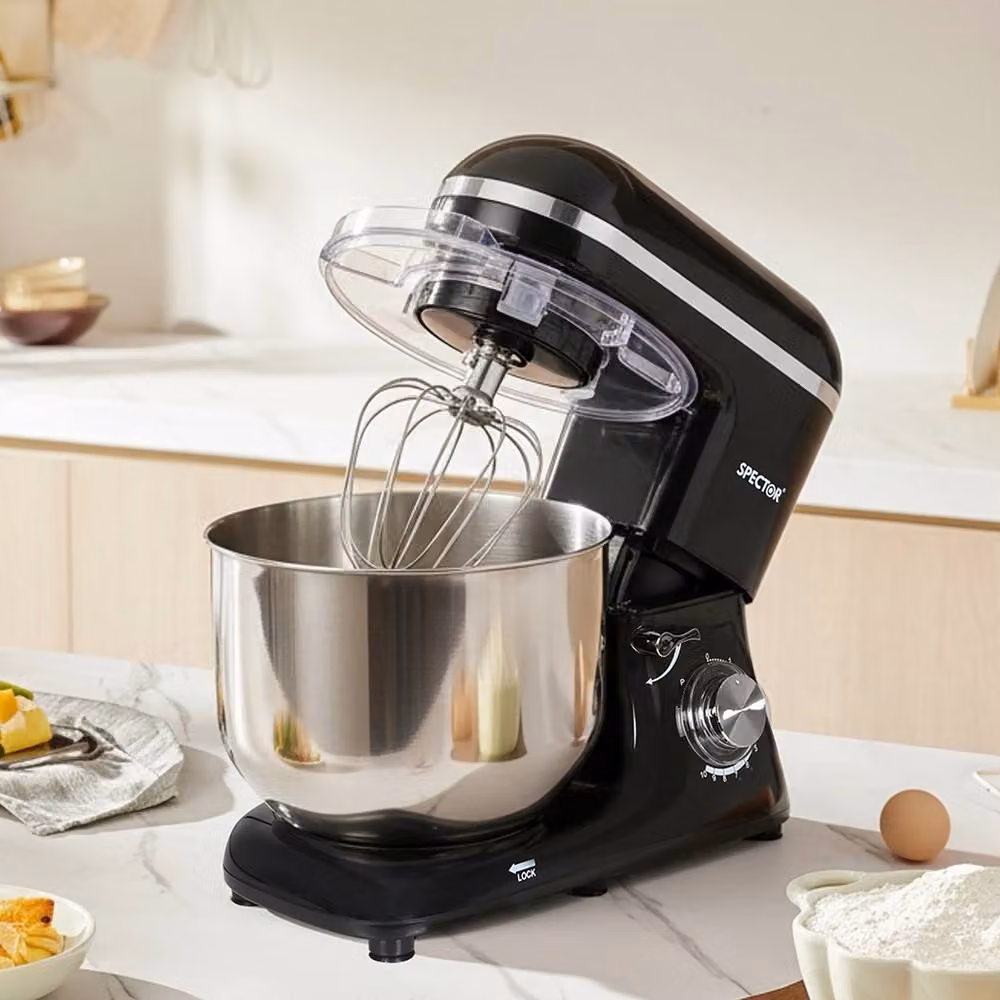 Spector 8L Heavy Duty Stand Mixer in Black with 1400W Motor and 6-Speed Function – 8