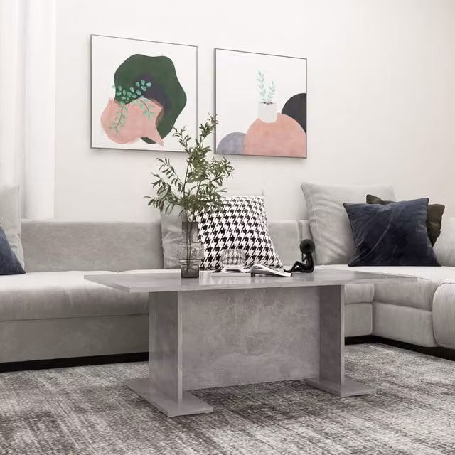 Berkfield Home Modern Rectangular Coffee Table in Grey Composite Wood, W: 103.5 cm, D: 60 cm, H: 40 cm – 1