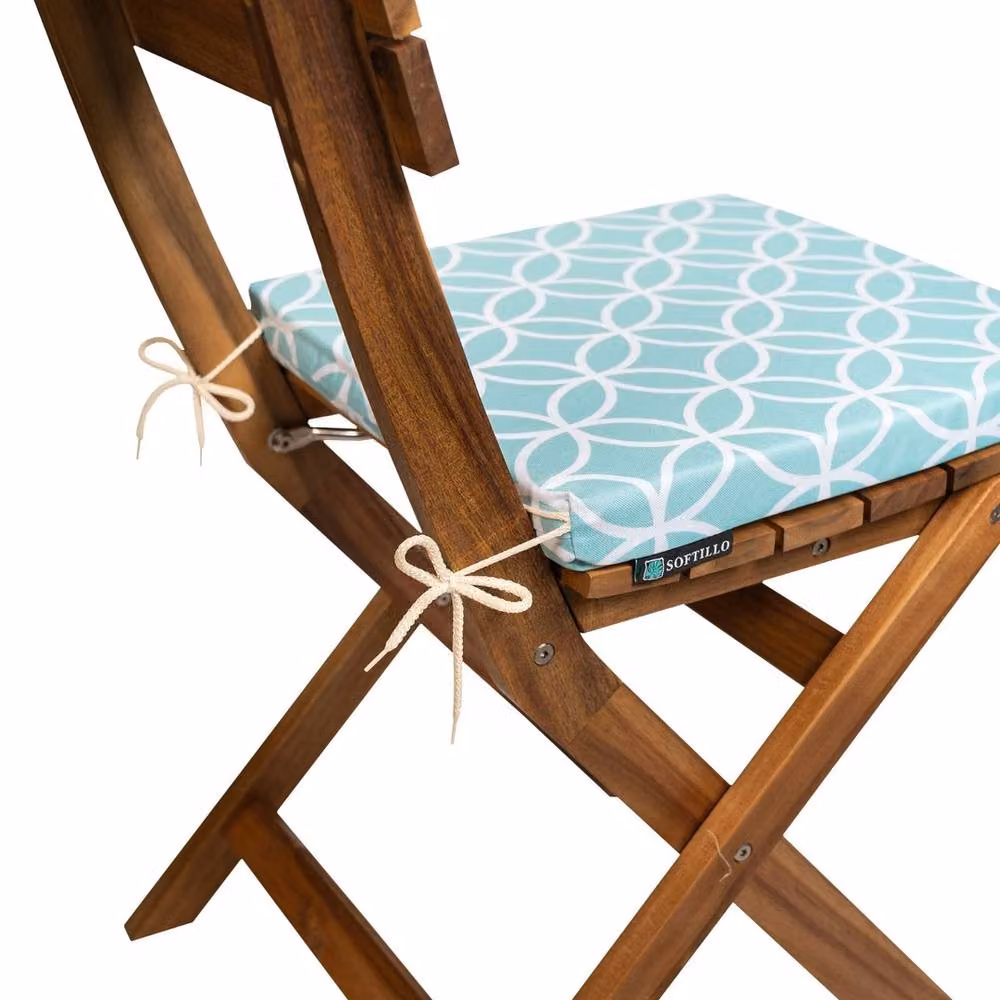 NESTLUNE Waterproof Outdoor Chair Cushion Seat Pad in Blue and Turquoise, W/D: 120 x 120 cm – 2