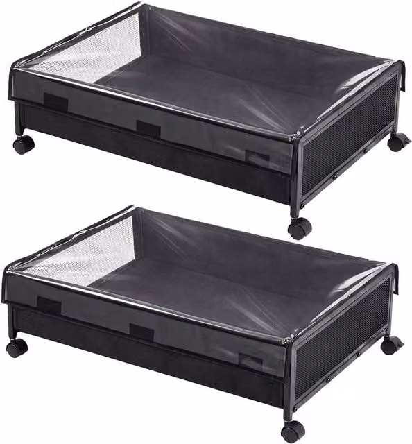 KORVIXA Black Underbed Storage Boxes with Lids – 1