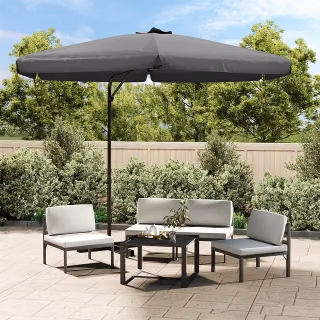 Berkfield Home Outdoor Parasol with Steel Pole, Anthracite Black, W: 300 cm, D: 250 cm