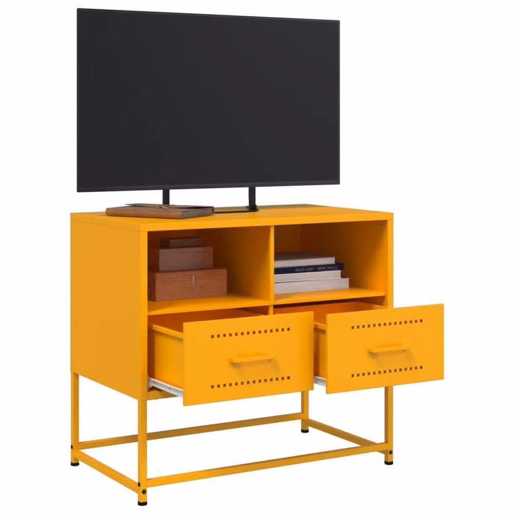 Berkfield Home Industrial TV Cabinet in Matt Mustard Yellow, W/D/H: 68 x 39 x 60.5 cm – 4