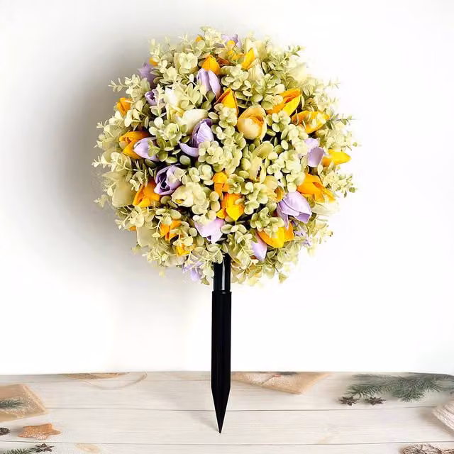 Quipulse Multicolour Small Artificial Flower Ball Floor Decoration, Medium Size