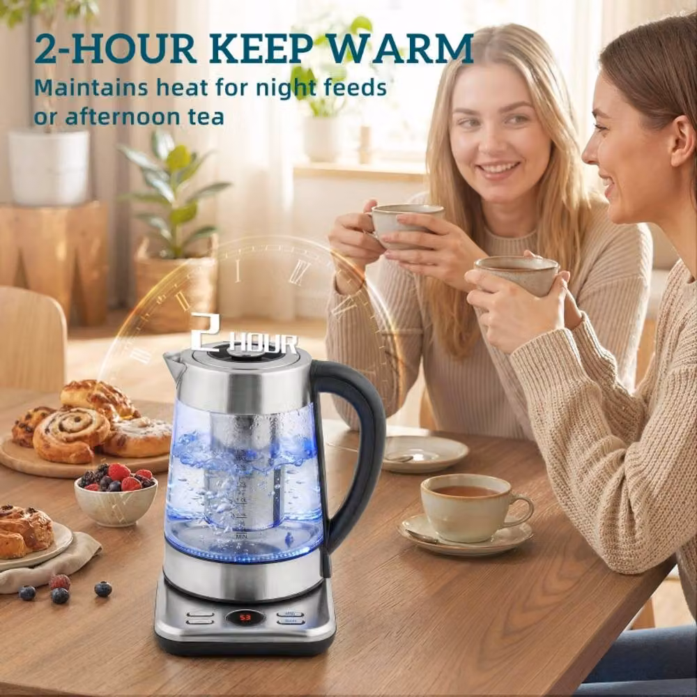 Rolipo 1.7 l Glass Electric Kettle with Tea Infuser and 3 kW Fast Boil in Silver – 3