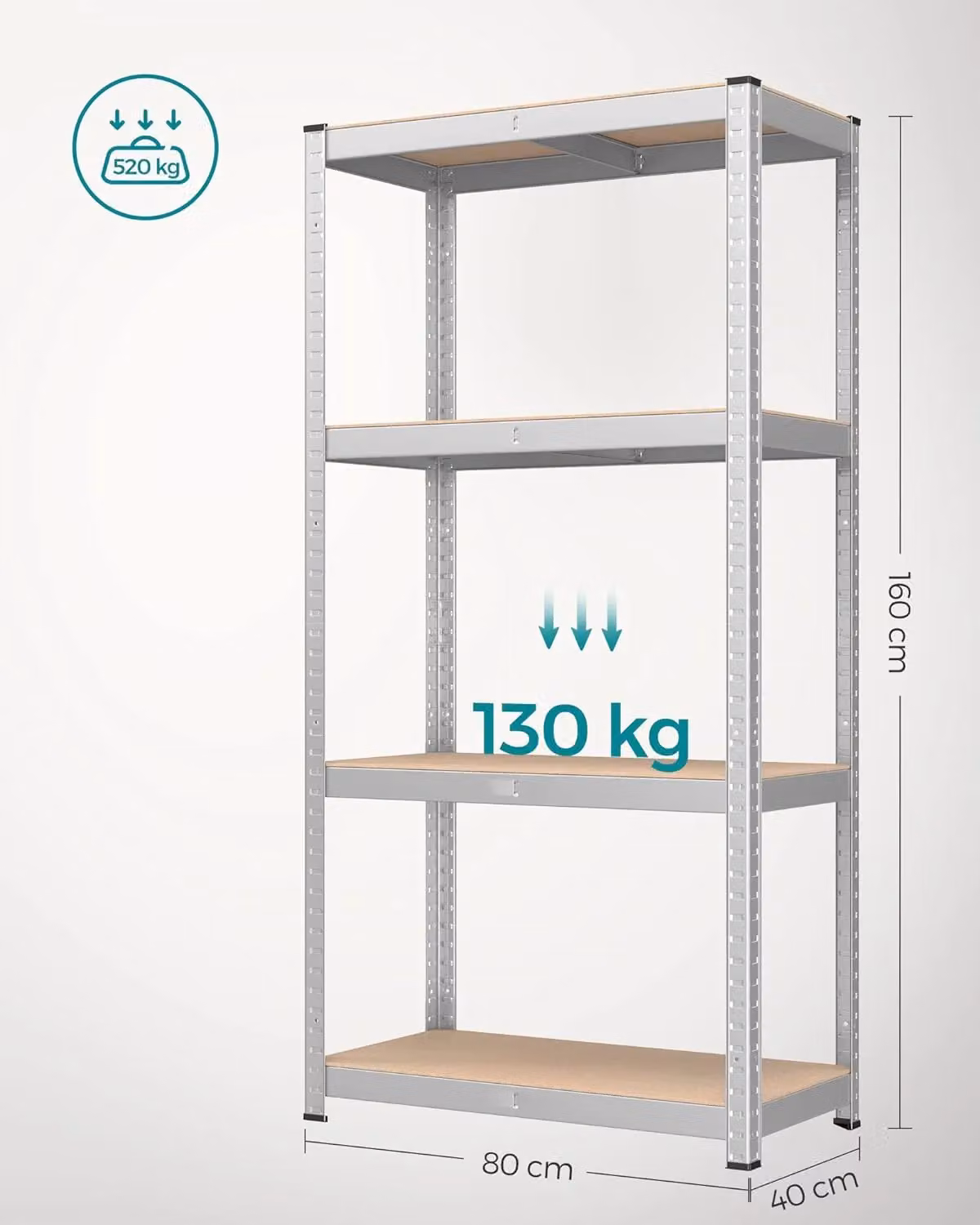SONGMICS Set of 2 Silver Boltless Garage Shelving Units with 4 Adjustable Tiers – 3