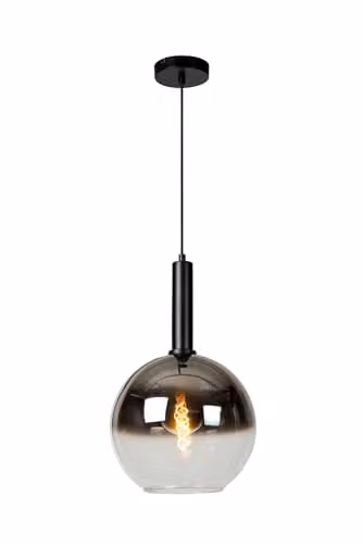 Lucide Marius Modern Glass Sphere Pendant Light, Black, Diameter: 30 cm