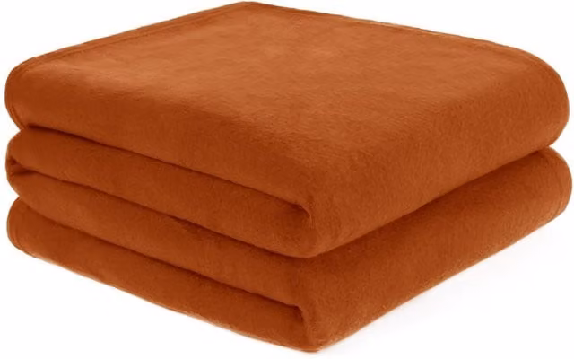 Dreamscene Plain Orange Fleece Throw Blanket, W: 150 cm