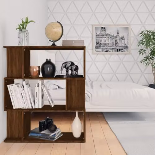 vidaXL Oak Contemporary S-Shape Bookcase and Room Divider, Brown, W/D/H: 80 x 24 x 96 cm – 2