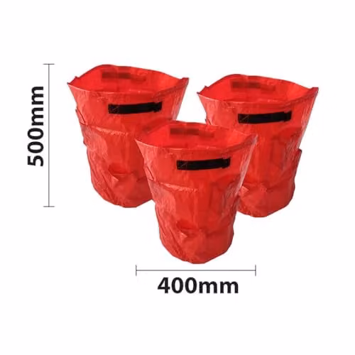 mysmartbuy Set of 3 Red Tomato Grow Bags and Extra Deep Planters with Handles, H50 x 40cm Dia – 3