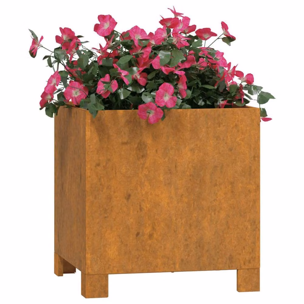 Berkfield Home Rusty Corten Steel Planter with Legs in Brown, W/D/H: 32 x 30 x 33 cm – 3