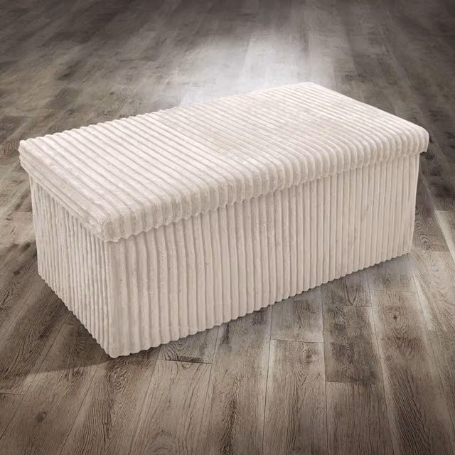 Home Republic Modern Striped Cord Storage Boxes in Beige, W: 76 cm, D: 38 cm, H: 38 cm