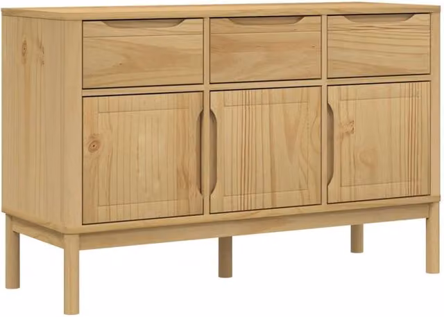 Berkfield Home Floro Wax Brown Sideboard in Solid Pine Wood, W/D/H: 114 x 43 x 74 cm – 1