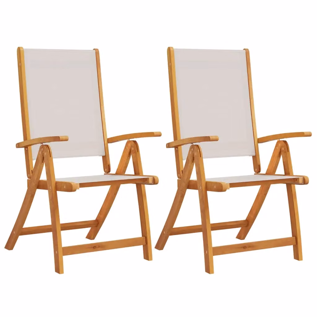 Berkfield Home Set of 2 Folding Garden Chairs in Brown Acacia Wood and Textilene – 2