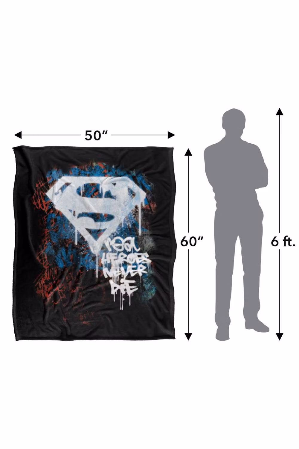 Warner Bros. Superman Real Heroes Never Die Super Soft Fleece Throw Blanket, Multicolour, W: 152 cm, D: 127 cm – 8