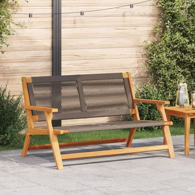 Berkfield Home Garden Bench in Grey and Brown Solid Acacia Wood, W/D/H: 122 x 76 x 73 cm – 1