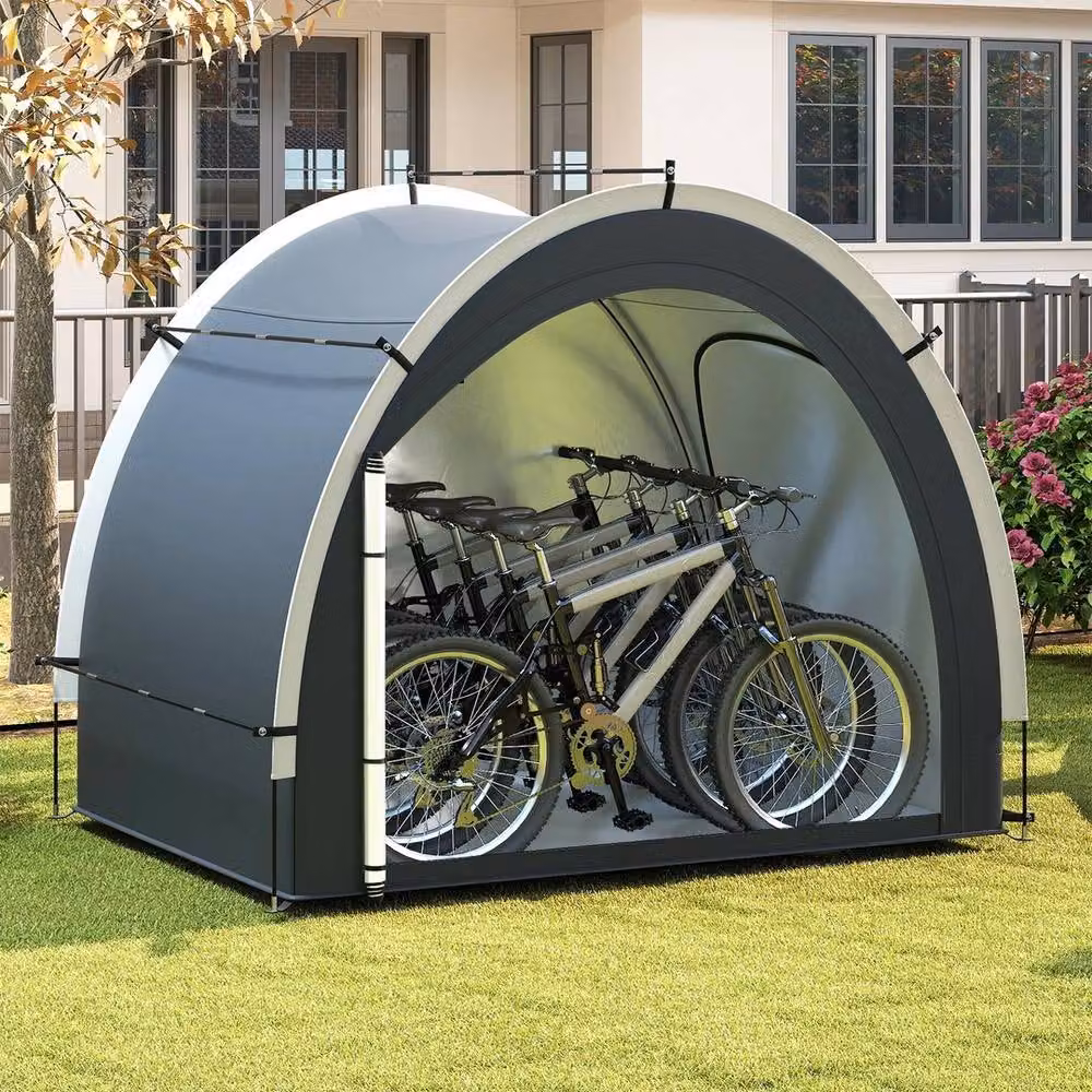KORVIXA Outdoor Bike Cover Bicycle Tent in Grey, W/D/H: 100 x 100 x 100 cm – 4