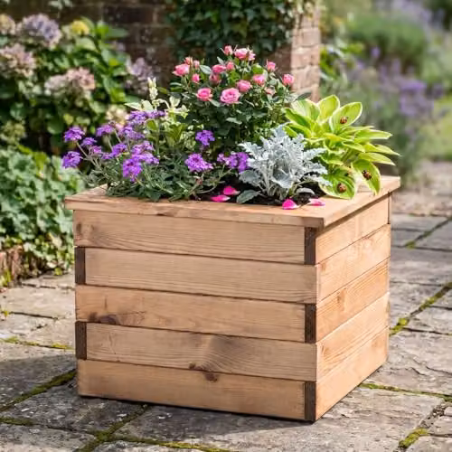 Primrose Brown Wooden Square Garden Planter Tub 47 cm – 3