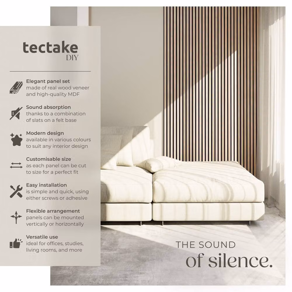 tectake Modern Acoustic Wall Panels in Brown Wood Look – 2