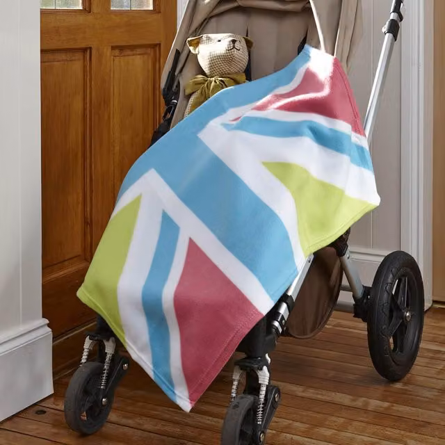 Terrys Pink Multicolour Fleece Childrens Buggy Blanket W: 100 cm, D: 75 cm