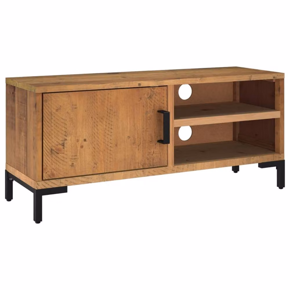 Berkfield Home Industrial Brown Solid Pinewood TV Cabinet W: 90 cm, D: 30 cm, H: 40 cm – 2