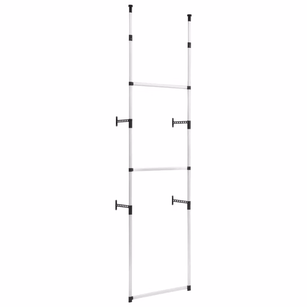 Berkfield Home Telescopic Aluminium Wardrobe System with Clothes Rail in Silver – 2