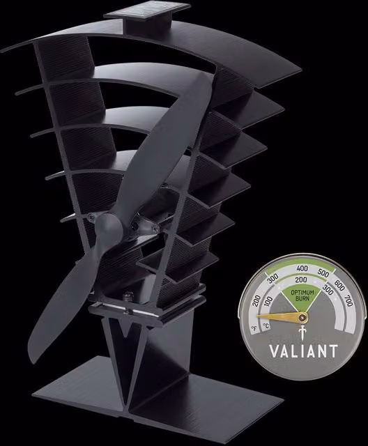 Vaillant Vanquish Stove Fan and Magnetic Thermometer in Black – 1