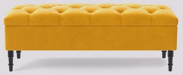 R&M Furnishers Chesterfield Ottoman Storage Bench in Mustard Gold Plush Velvet, 150 cm