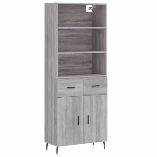 vidaXL Highboard in Grey Sonoma, W/D/H: 69.5 x 34 x 180 cm