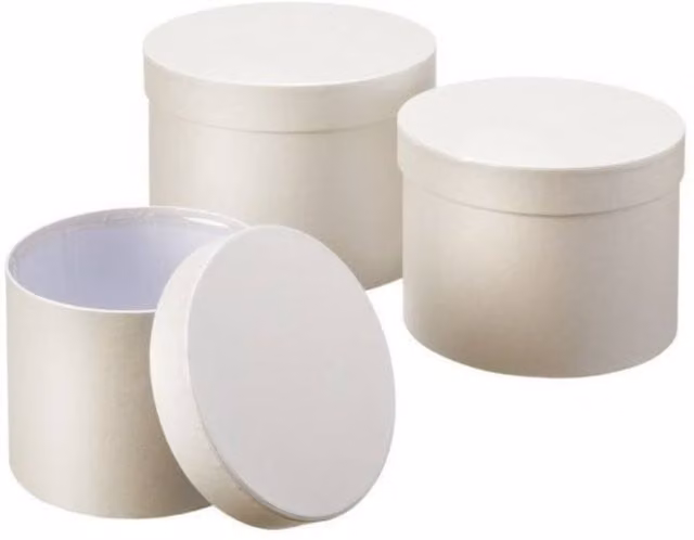 KDMD Cream Symphony Set of 3 Beige Paper Hat Boxes