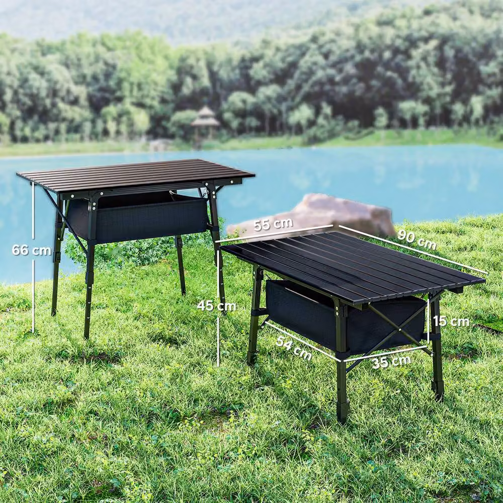 STILVORA Adjustable Bivvy Table with Storage Basket in Black – 4