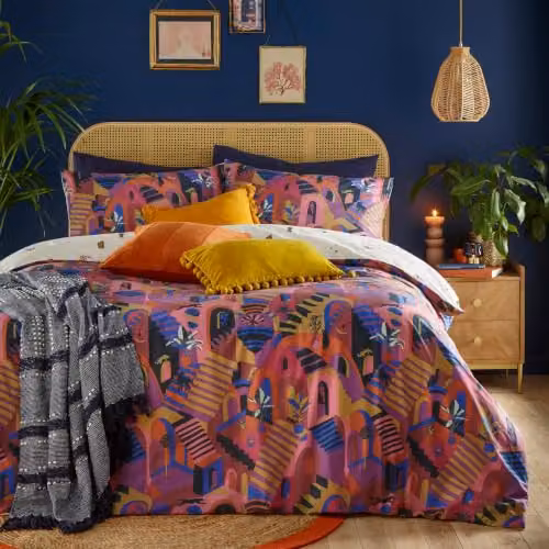Riva Home Eivissa Reversible Floral Duvet Cover Set, Multicolour, W/D/H: 200 x 220 cm – 1