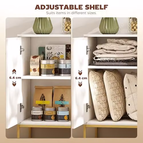 HOMCOM Modern White and Gold Sideboard Storage Cabinet, W/D/H: 120 x 39.5 x 77 cm – 4