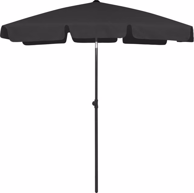 Berkfield Home Black Polyester Beach Umbrella W/D: 180 x 120 cm