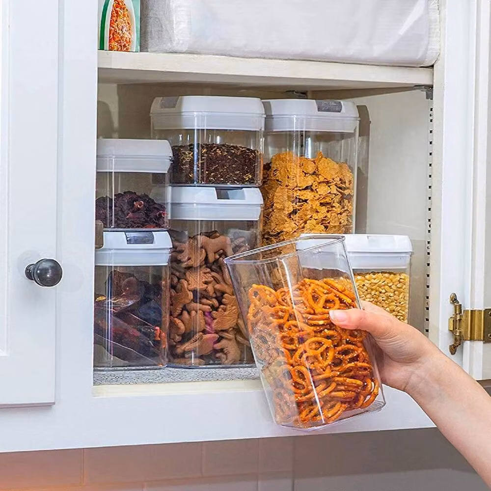 PAWNORA White 7-Piece Airtight and Leakproof Plastic Dry Food Storage Container Set – 3