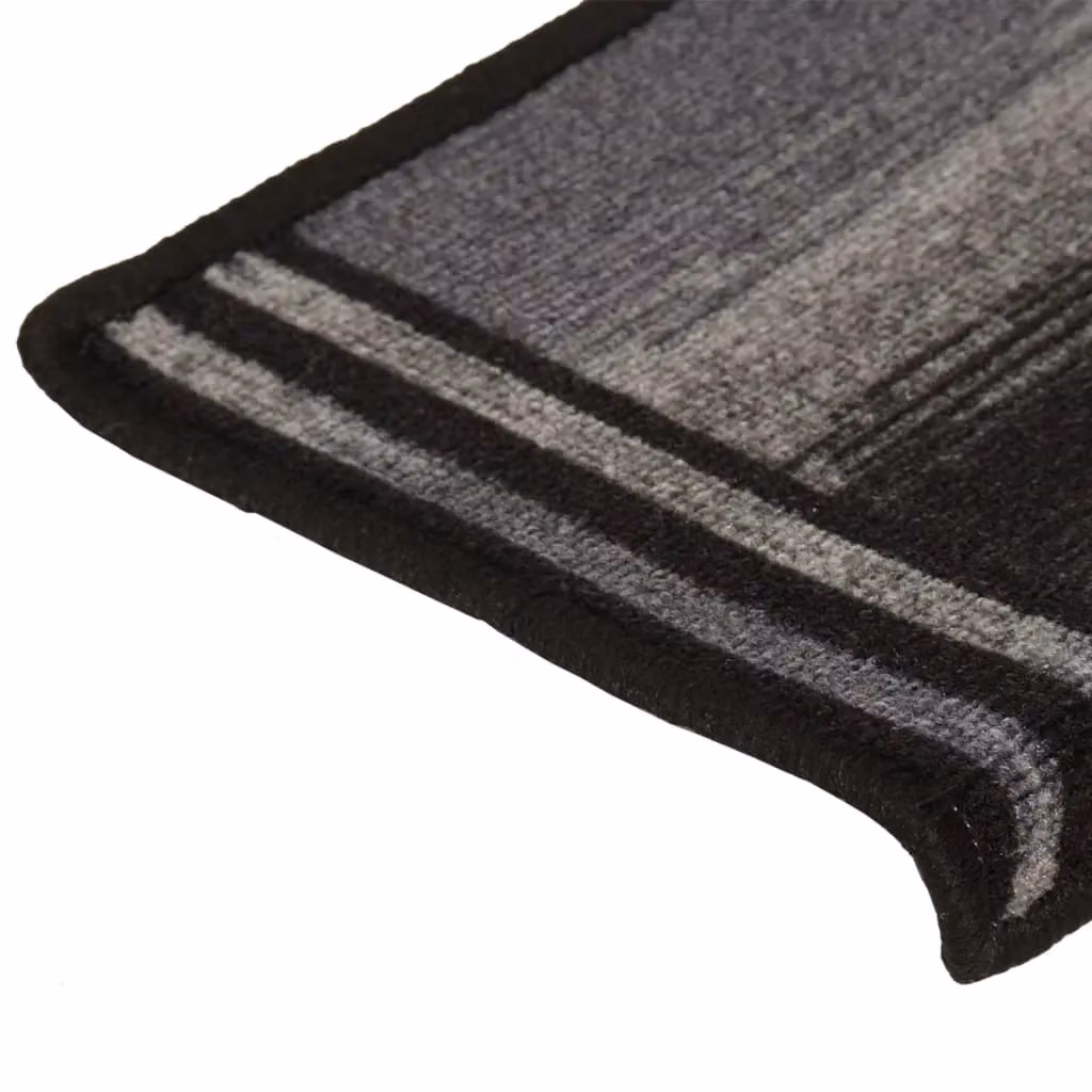 Berkfield Home Self-adhesive Stair Mats, 15 Pieces, Black and Grey, W: 65 cm, D: 21 cm, H: 4 cm – 3