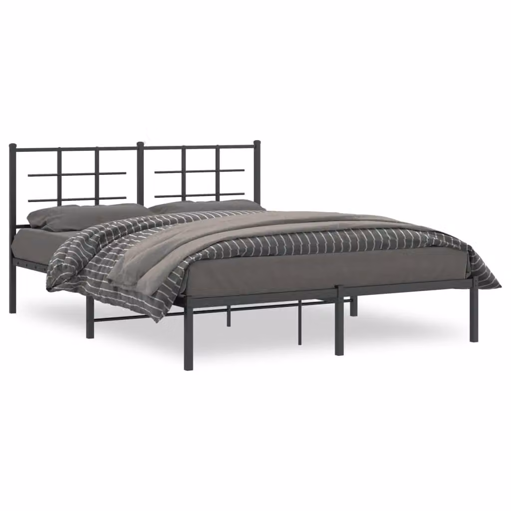 Berkfield Home Metal Bed Frame with Headboard in Black, W/D/H: 160 x 200 cm – 2