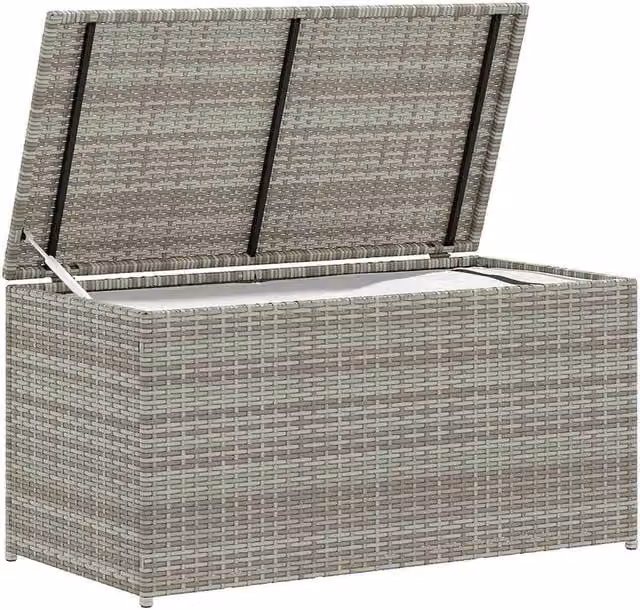 Berkfield Home Grey Poly Rattan Garden Storage Box, W/D/H: 100 x 50 x 50 cm