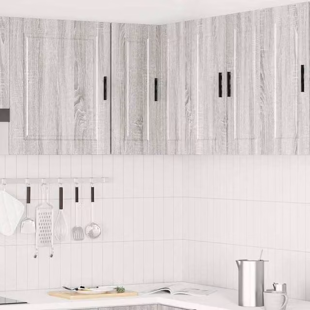 Berkfield Home Porto Wall Mounted Kitchen Corner Cabinet in Grey Sonoma Matt Engineered Wood W/D/H: 57 x 60 x 57 cm