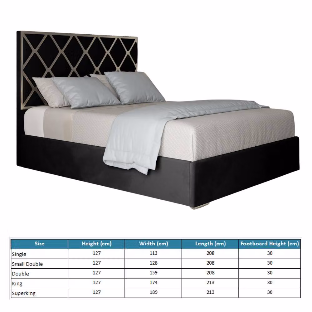 Casani Sudborough Upholstered Velvet Designer Bed Frame with Metal Accents, W/D/H: 140 x 200 x 127 cm – 5