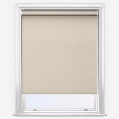 New Edge Blinds Linen Motorised Thermal Blackout Roller Blind in Black and Beige, Width: 45 cm