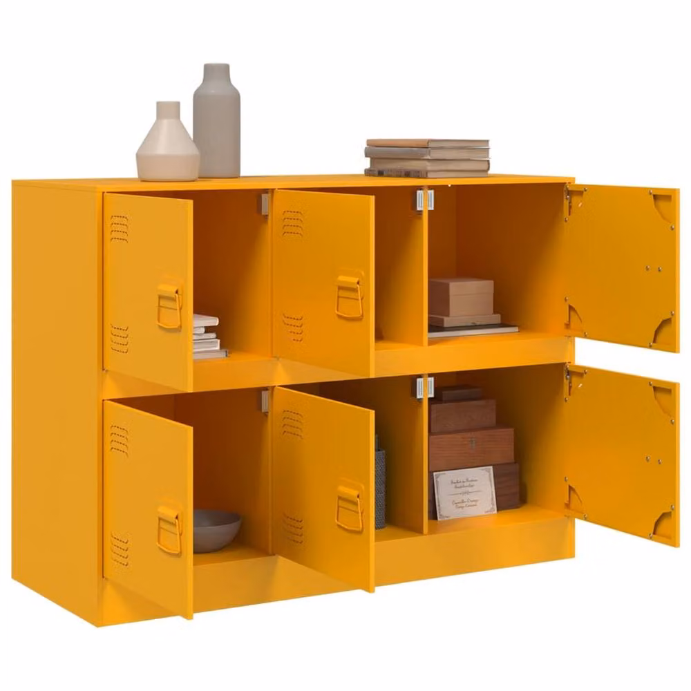 Berkfield Home Mustard Yellow Metal Sideboard W/D/H: 99 x 39 x 73 cm – 2